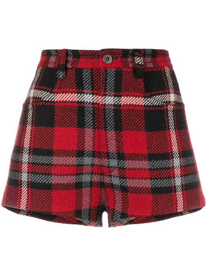 Miu Miu Tartan Shorts - Red