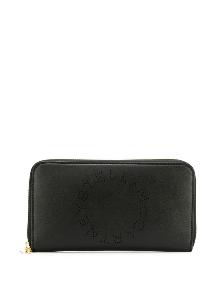 Stella Mccartney Perforated Logo Continental Wallet - Black