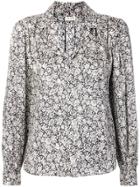 Masscob Floral Open Collar Blouse - Black