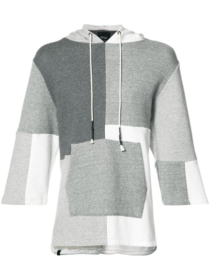 Mostly Heard Rarely Seen Patchwork Shortsleeved Hoodie - Grey