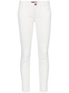 Dolce & Gabbana Pretty Fit Stretch Cotton Rose Button Jeans - White