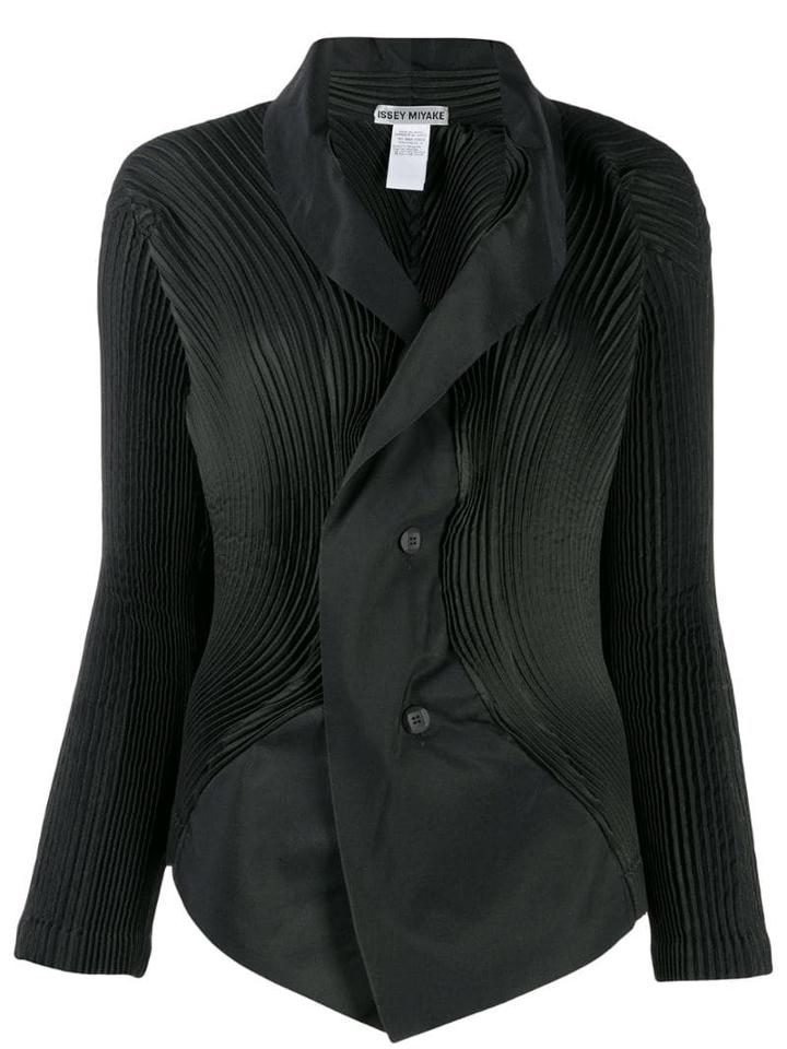 Issey Miyake Pleated Fitted Jacket - Black
