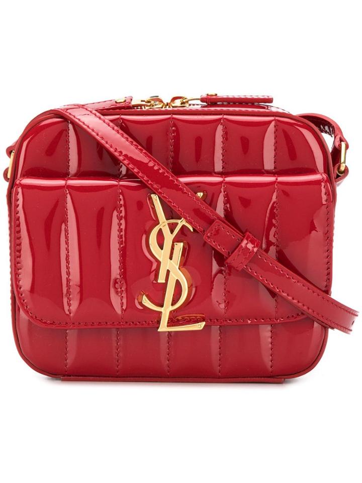 Saint Laurent Patent Logo Crossbody Bag - Red