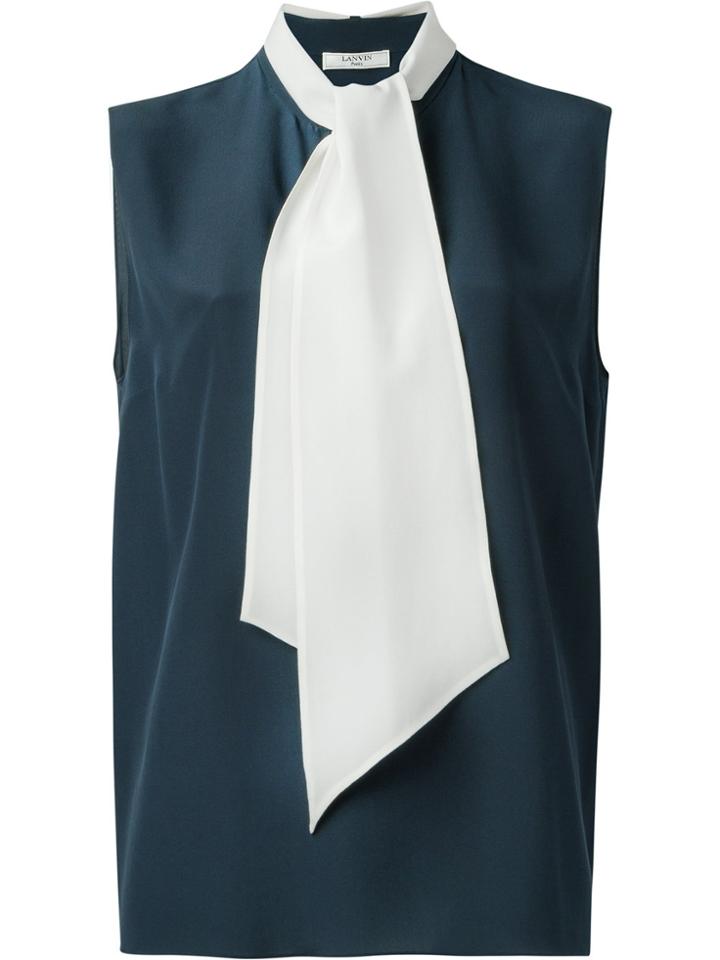 Lanvin Sleevless Pussy Bow Blouse - Black