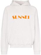 Sunnei Logo Printed Hoodie - Grey