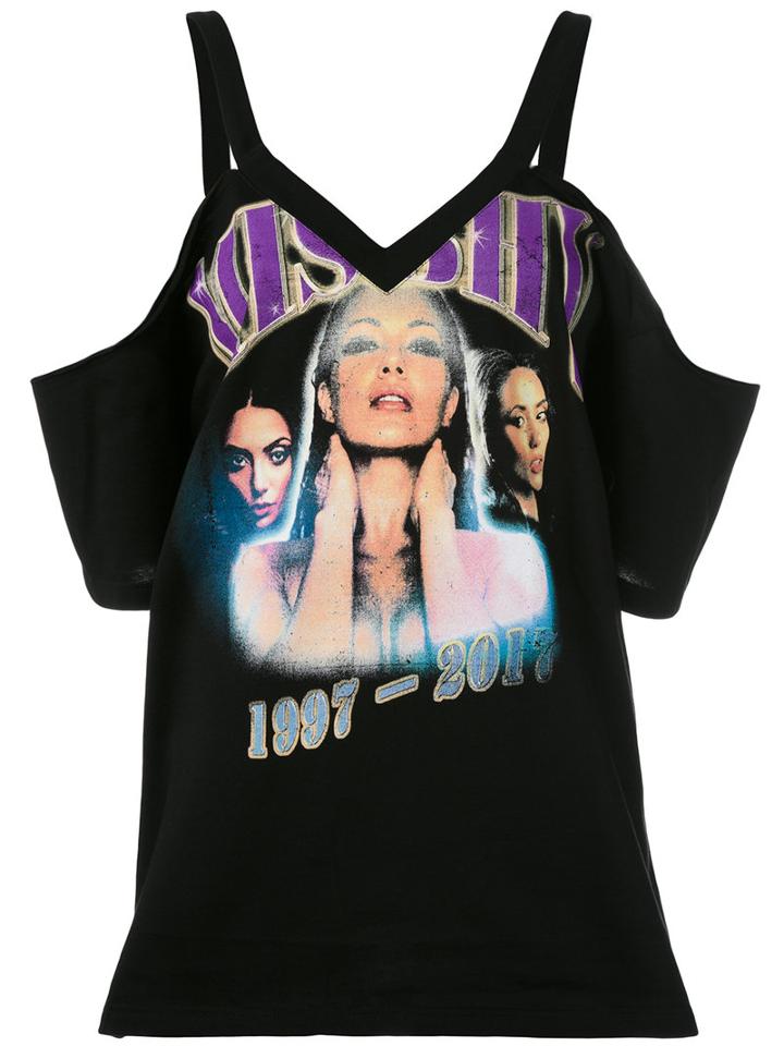 Misbhv - Graphic Cold Shoulder T-shirt - Women - Cotton - S, Black, Cotton