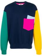Cédric Charlier Colourblock Pocket Sweatshirt - Blue