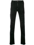 Philipp Plein Super Straight Cut Destroyed Jeans - Black