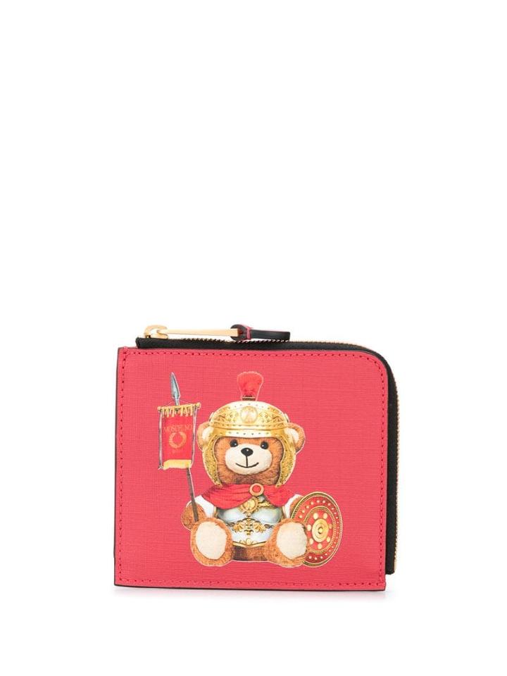 Moschino Roman Teddy Bear Zipped Wallet - Red