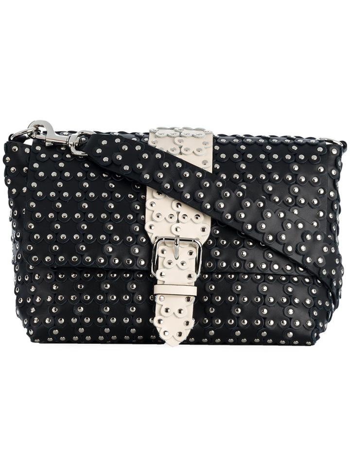 Red Valentino Studded Laser Cut Flower Handbag - Black