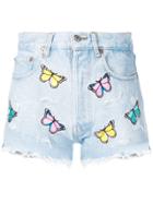 Forte Dei Marmi Couture Butterfly Denim Shorts - Blue