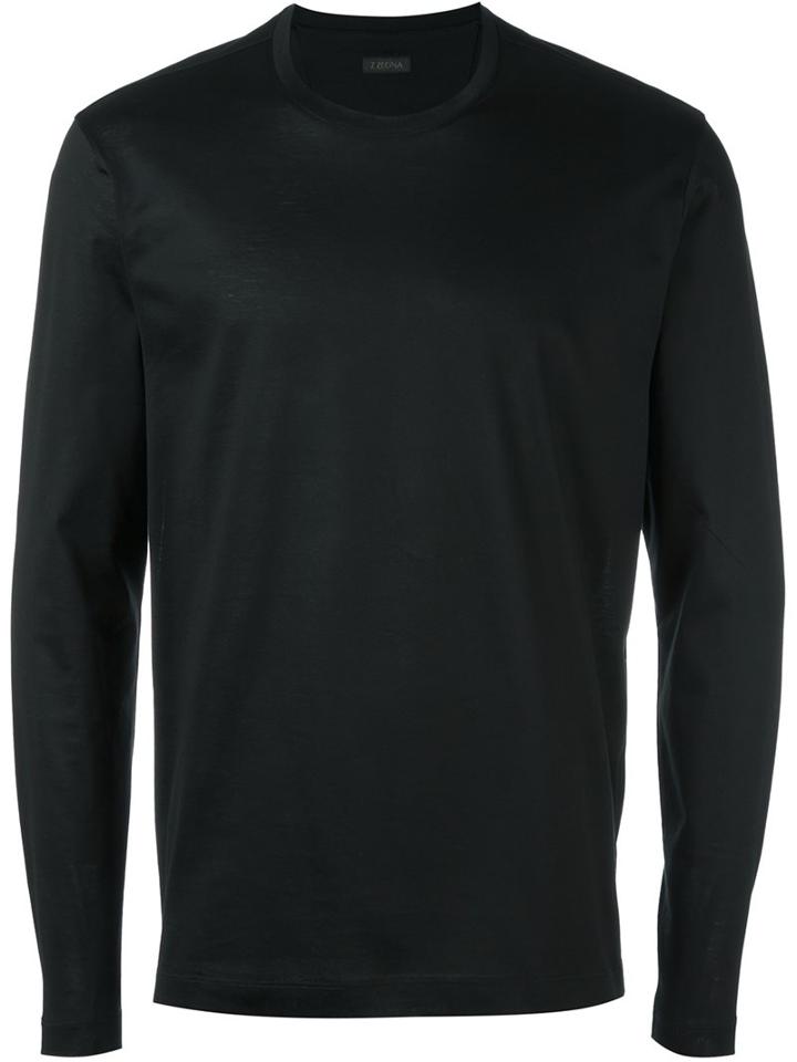 Z Zegna Crew Neck Sweatshirt, Men's, Size: Xxl, Black, Cotton