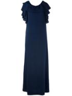 P.a.r.o.s.h. - Tied Strap Flared Dress - Women - Polyester - L, Women's, Blue, Polyester