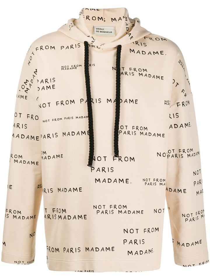 Drôle De Monsieur Printed Cotton Hoodie - Neutrals