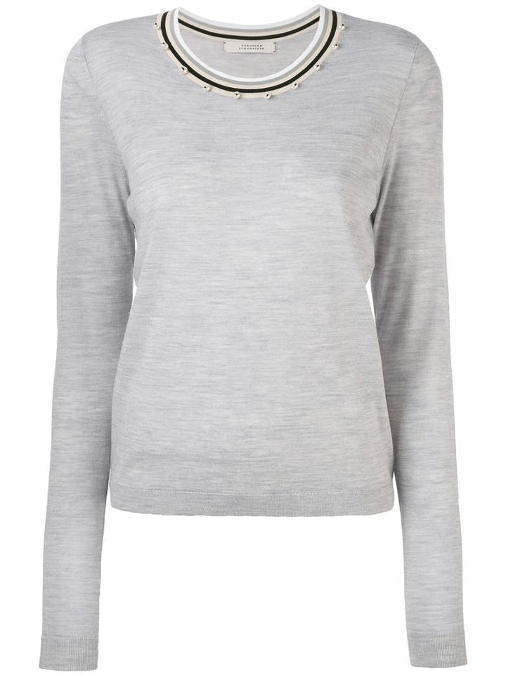 Dorothee Schumacher - Embellished Neck Jumper - Women - Polypropylene/virgin Wool - 3, Grey, Polypropylene/virgin Wool