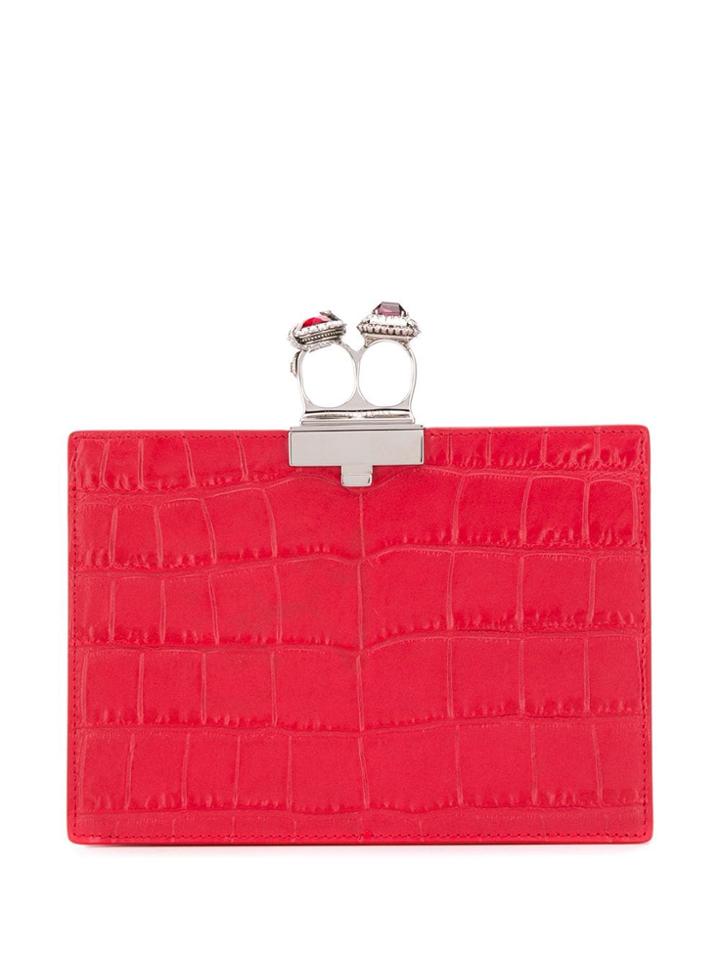 Alexander Mcqueen Jewelled Two-ring Clutch - Red
