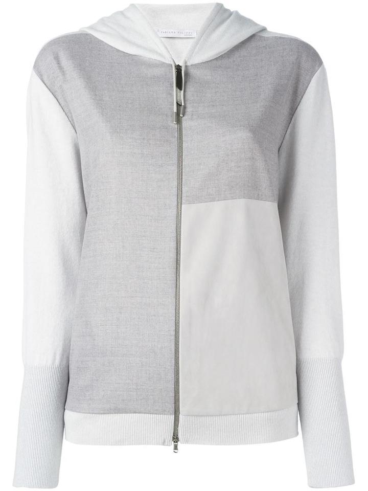 Fabiana Filippi Colour Block Zipped Hoodie, Women's, Size: 44, Nude/neutrals, Merino/cashmere/silk/polybutylene Terephthalate (pbt)