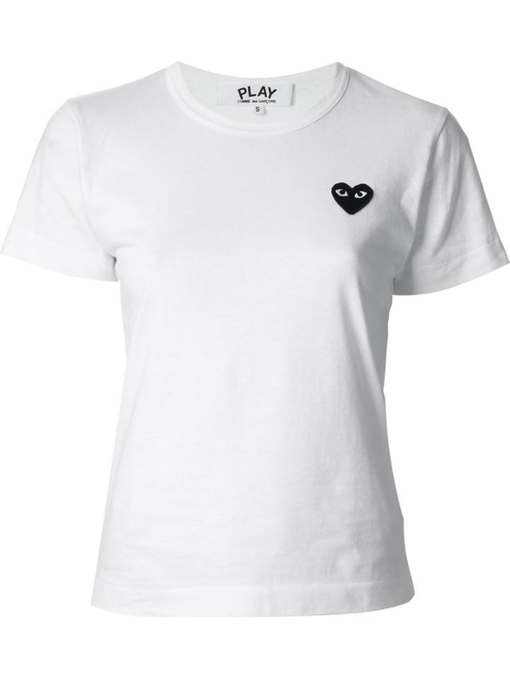 Comme Des Garçons Play Embroidered Heart T-shirt, Women's, Size: Medium, White, Cotton