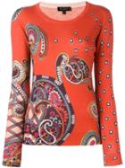 Etro Paisley Print Jumper, Women's, Size: 44, Red, Silk/cashmere
