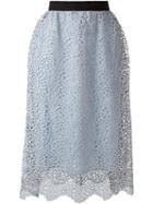 Self-portrait Floral Lace Midi Skirt, Women's, Size: 12, Blue, Polyester