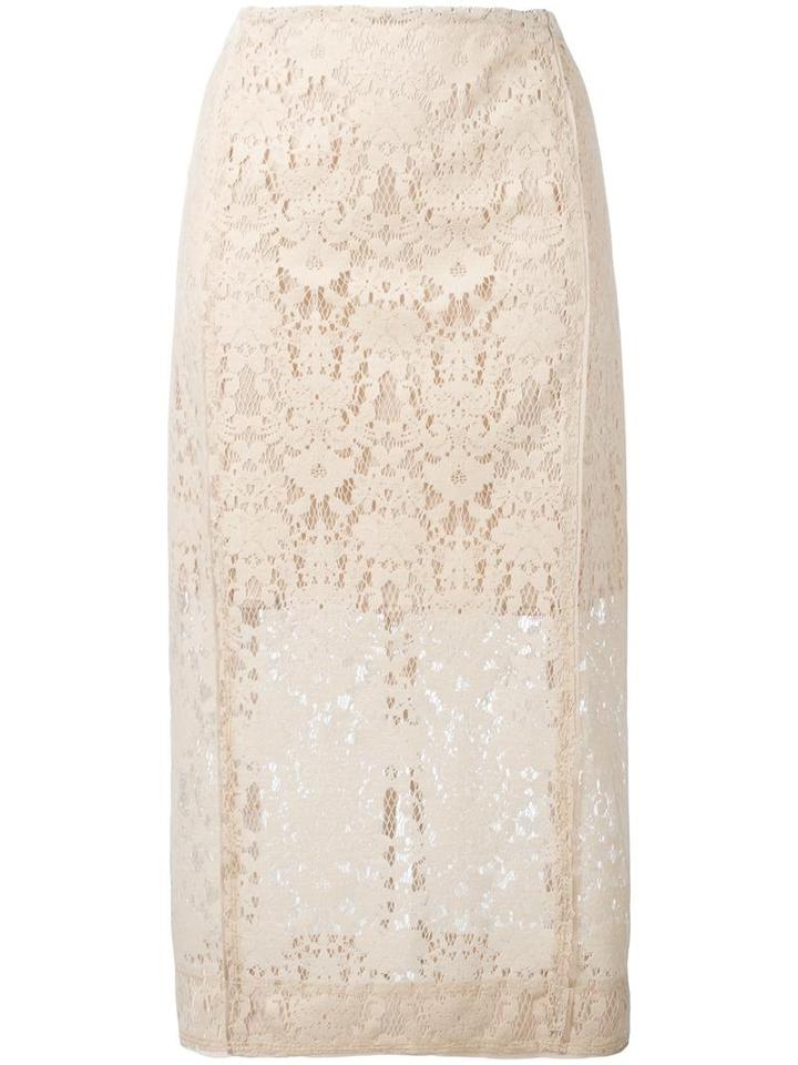 Dkny Lace Pencil Skirt, Women's, Size: 8, Nude/neutrals, Polyester/triacetate/viscose/nylon