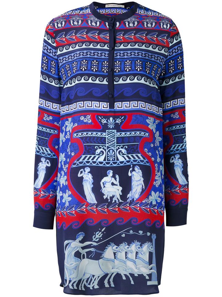 Mary Katrantzou - Printed Shirt Dress - Women - Silk - 12, Blue, Silk