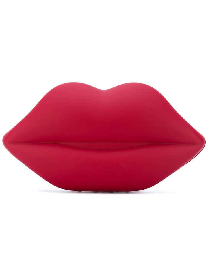 Lulu Guinness - Lips Clutch - Women - Cotton - One Size, Red, Cotton
