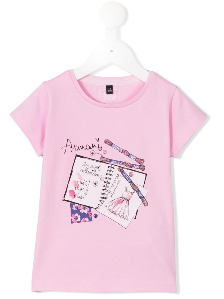 Armani Junior Printed T-shirt, Girl's, Size: 8 Yrs, Pink/purple