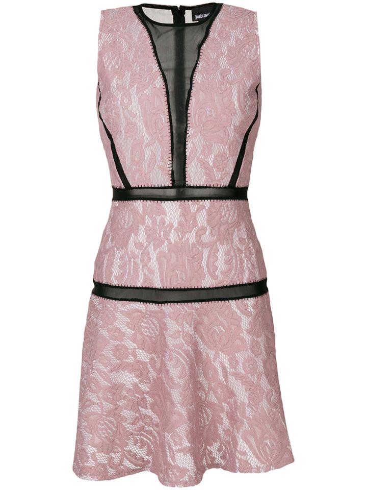Just Cavalli Sheer Panelled Skater Dress - Pink & Purple