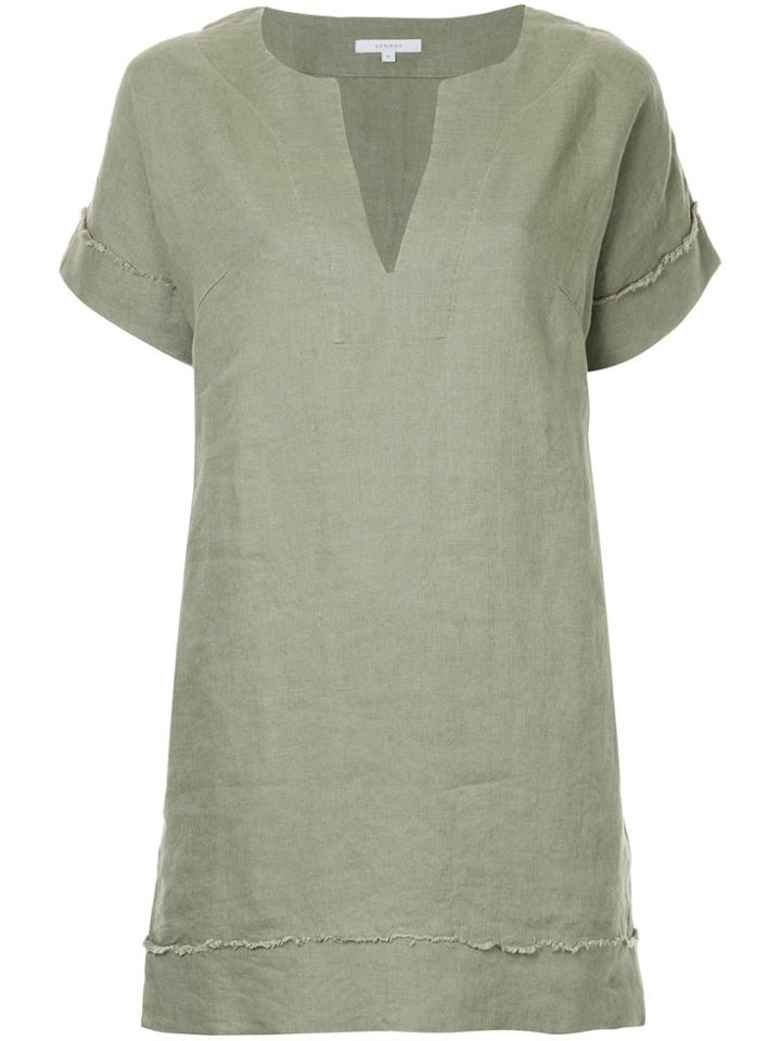 Venroy Frayed Edge Shift Dress - Green