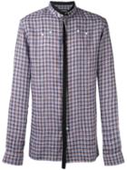 Raf Simons Neck Strap Checked Shirt, Men's, Size: 52, Blue, Linen/flax