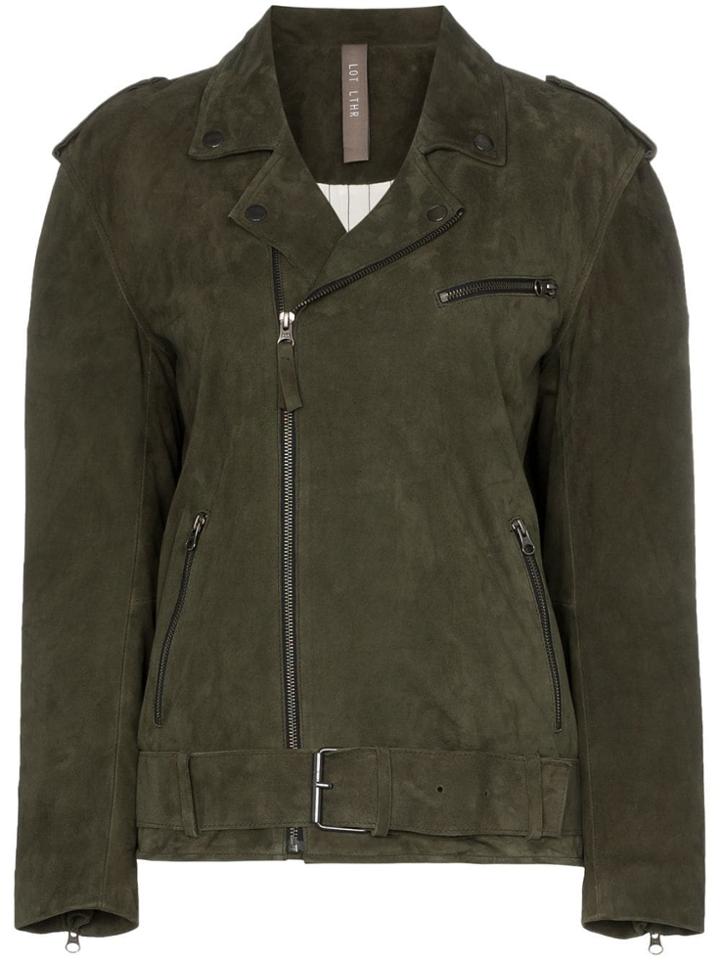 Lot Lthr Ella Suede Biker Jacket - Green