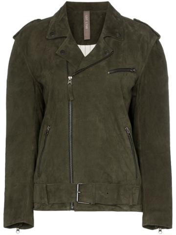 Lot Lthr Ella Suede Biker Jacket - Green