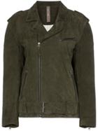 Lot Lthr Ella Suede Biker Jacket - Green