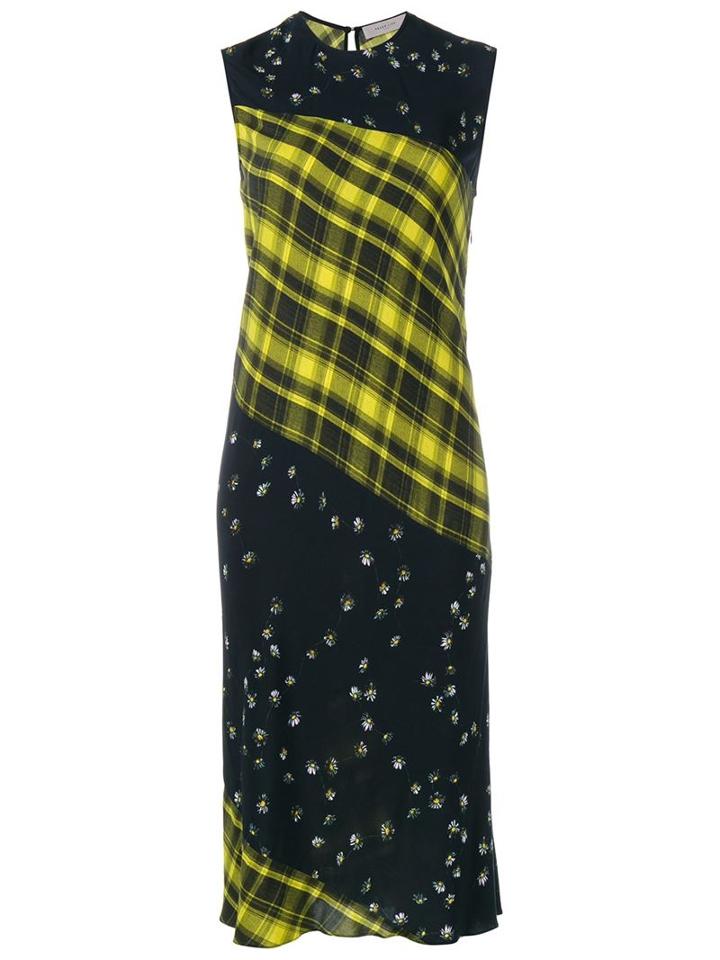 Preen Line Sleeveless Tartan And Floral Print Dress