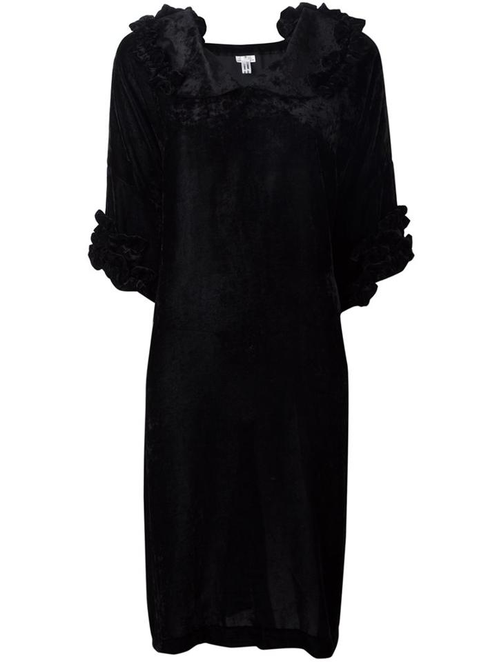 Comme Des Garçons Comme Des Garçons Wide Collar Long Dress, Women's, Size: Medium, Black, Polyester/rayon