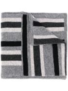 Pringle Of Scotland Striped Knitted Scarf - Grey
