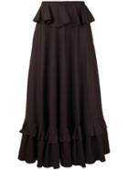 Rossella Jardini - Ruffled Maxi Skirt - Women - Silk/cotton - 42, Brown, Silk/cotton