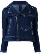 Miharayasuhiro Denim Biker Jacket, Women's, Size: 36, Blue, Cotton