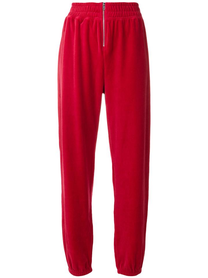 Juicy Couture Velour Zip Front Track Pants - Red