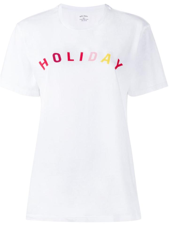 Holiday Logo Print T-shirt, Women's, Size: L, White, Cotton