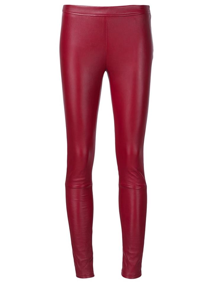 Roberto Cavalli Skinny Pants, Women's, Size: 42, Red, Cotton/spandex/elastane/leather