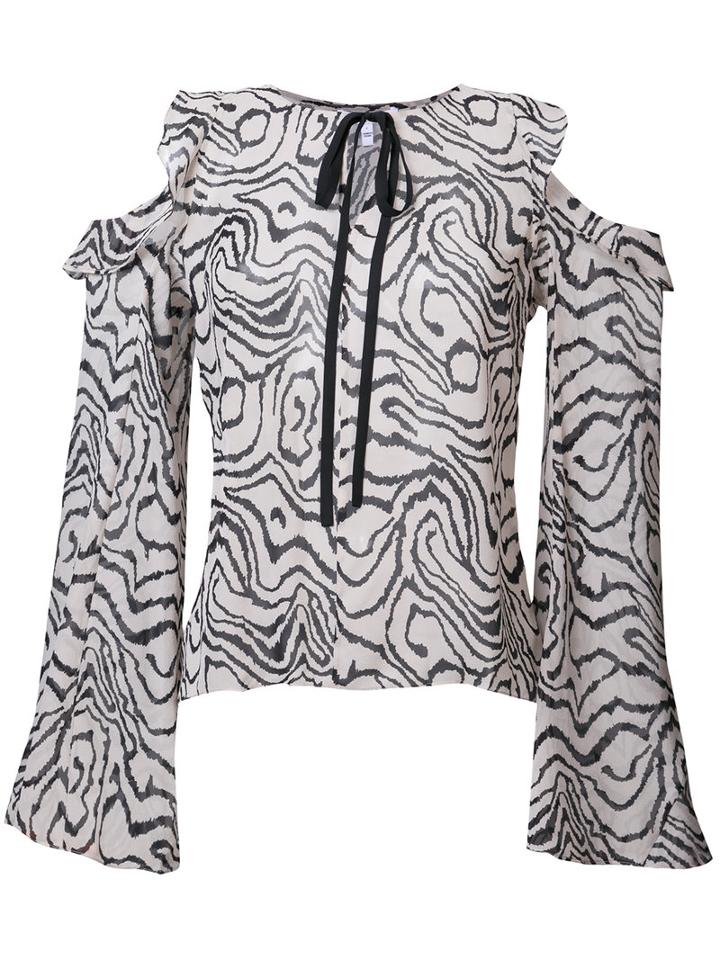 Derek Lam 10 Crosby - Sheer Cut-detail Blouse - Women - Silk - 8, Nude/neutrals, Silk