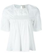 Peter Pilotto Sophia Smocked Blouse, Women's, Size: 12, White, Cotton/polyester
