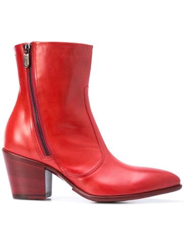 Rocco P. Zipped Ankle Boots - Red