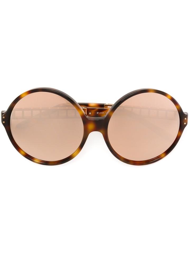 Linda Farrow Cage Frame Round Sunglasses - Brown
