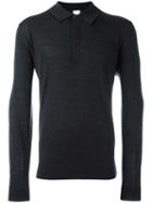 Paul Smith Long Sleeve Polo Shirt, Men's, Size: Large, Grey, Merino