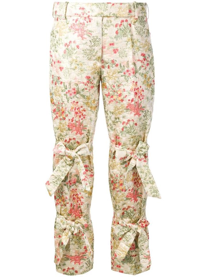 Simone Rocha Floral Brocade Cropped Trousers - Gold