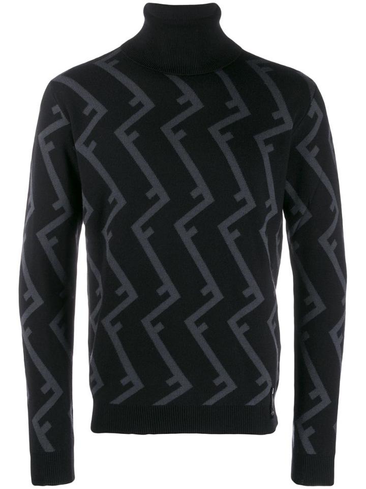 Fendi Fendi - Man - Turtle Neck Ff All Over - Black