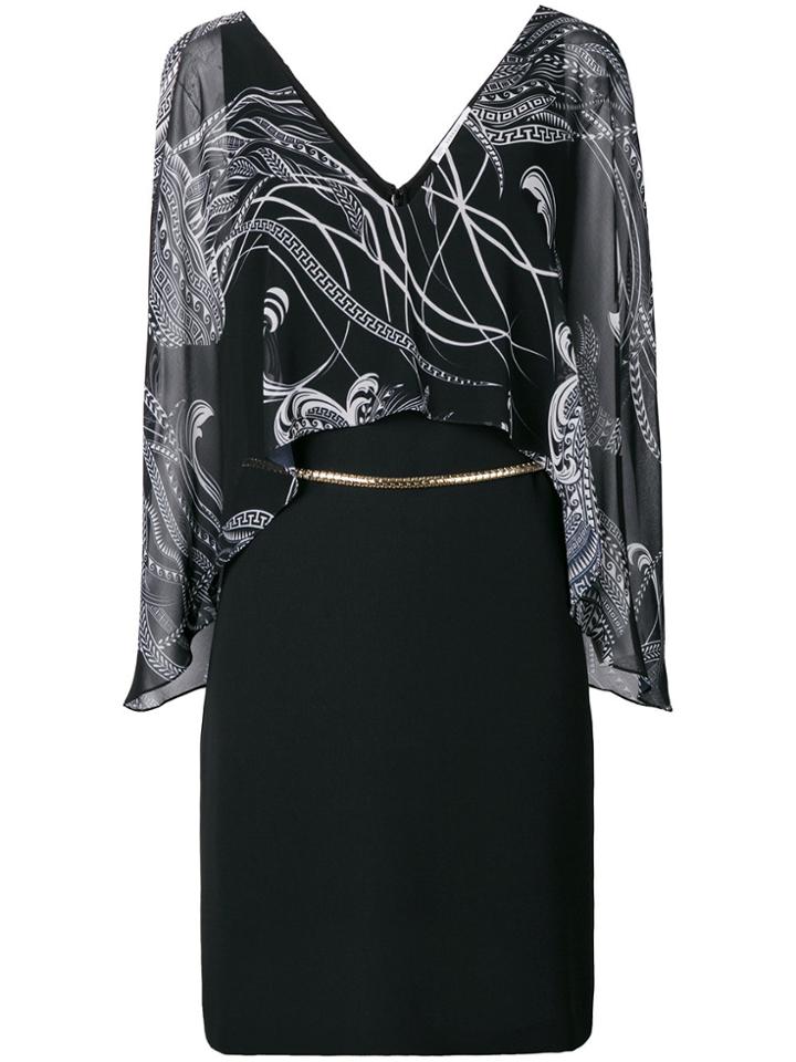 Versace Collection Printed Drape Dress - Black